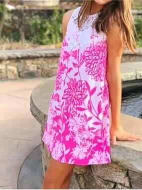 Lilly Pulitzer Nala Soft Shift Resort Dress Caliente Print Pink White Size 10